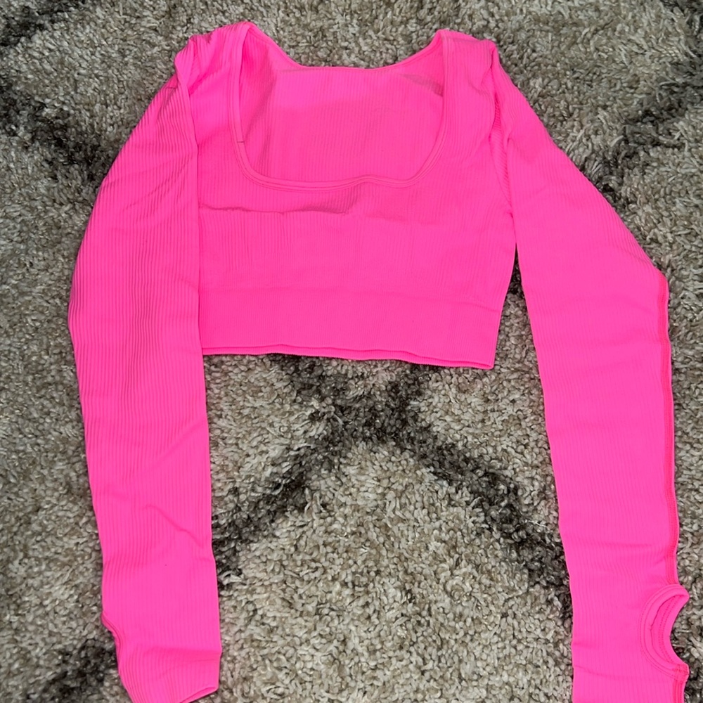 Neon ribbed cropped longlseeve
